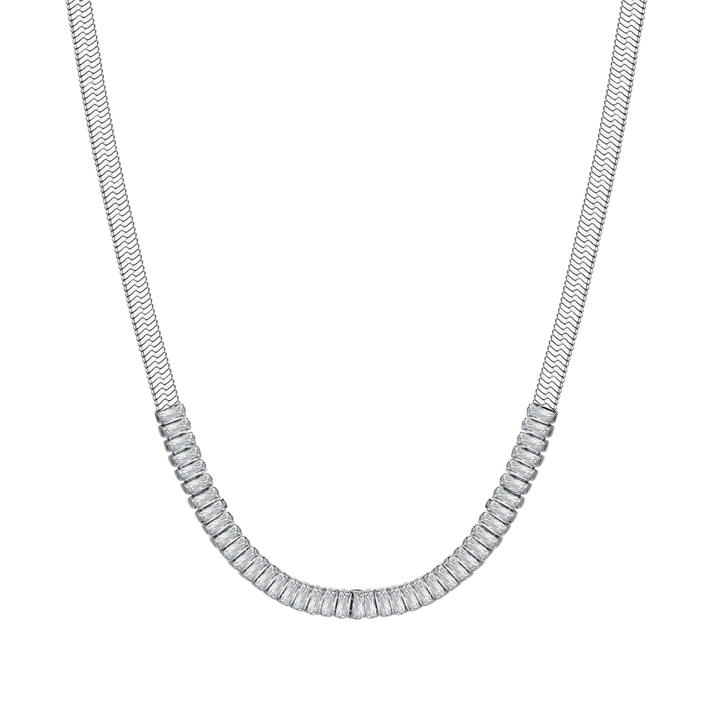 COLLANA DONNA IN ACCIAIO ZIRCONI BIANCHI