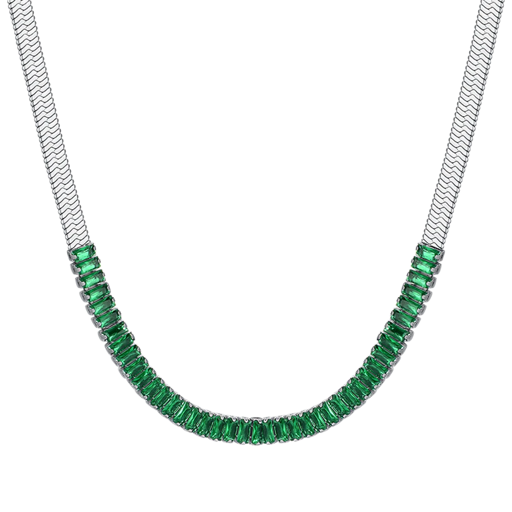 COLLANA DONNA IN ACCIAIO ZIRCONI VERDI - Image 4