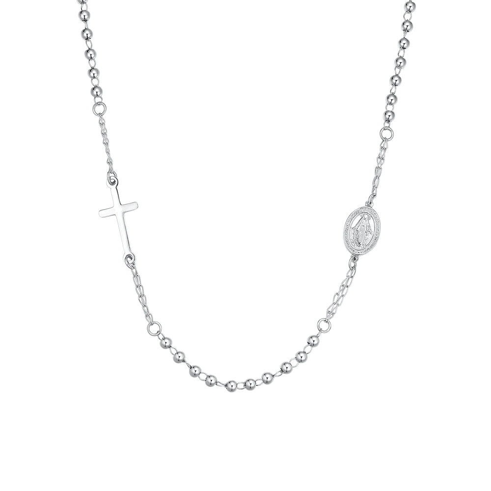 COLLANA DONNA ROSARIO IN ACCIAIO