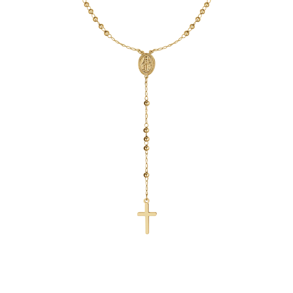 COLLANA DONNA ROSARIO  IN ACCIAIO IP GOLD