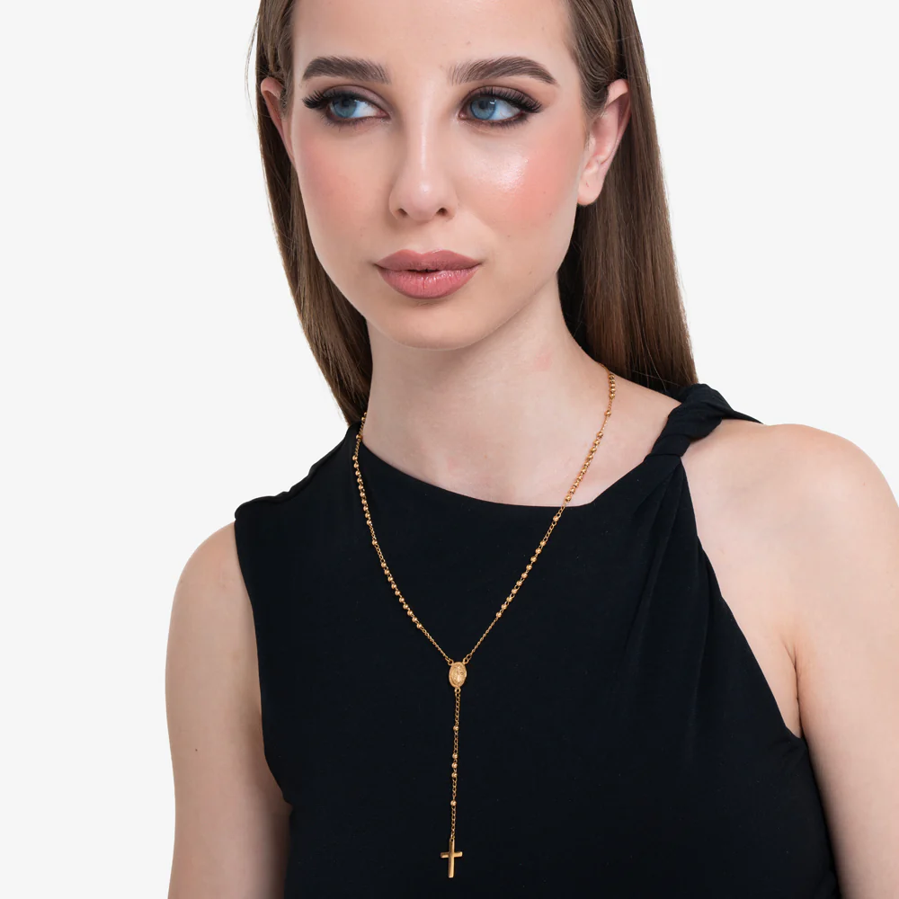 COLLANA DONNA ROSARIO  IN ACCIAIO IP GOLD - Image 3