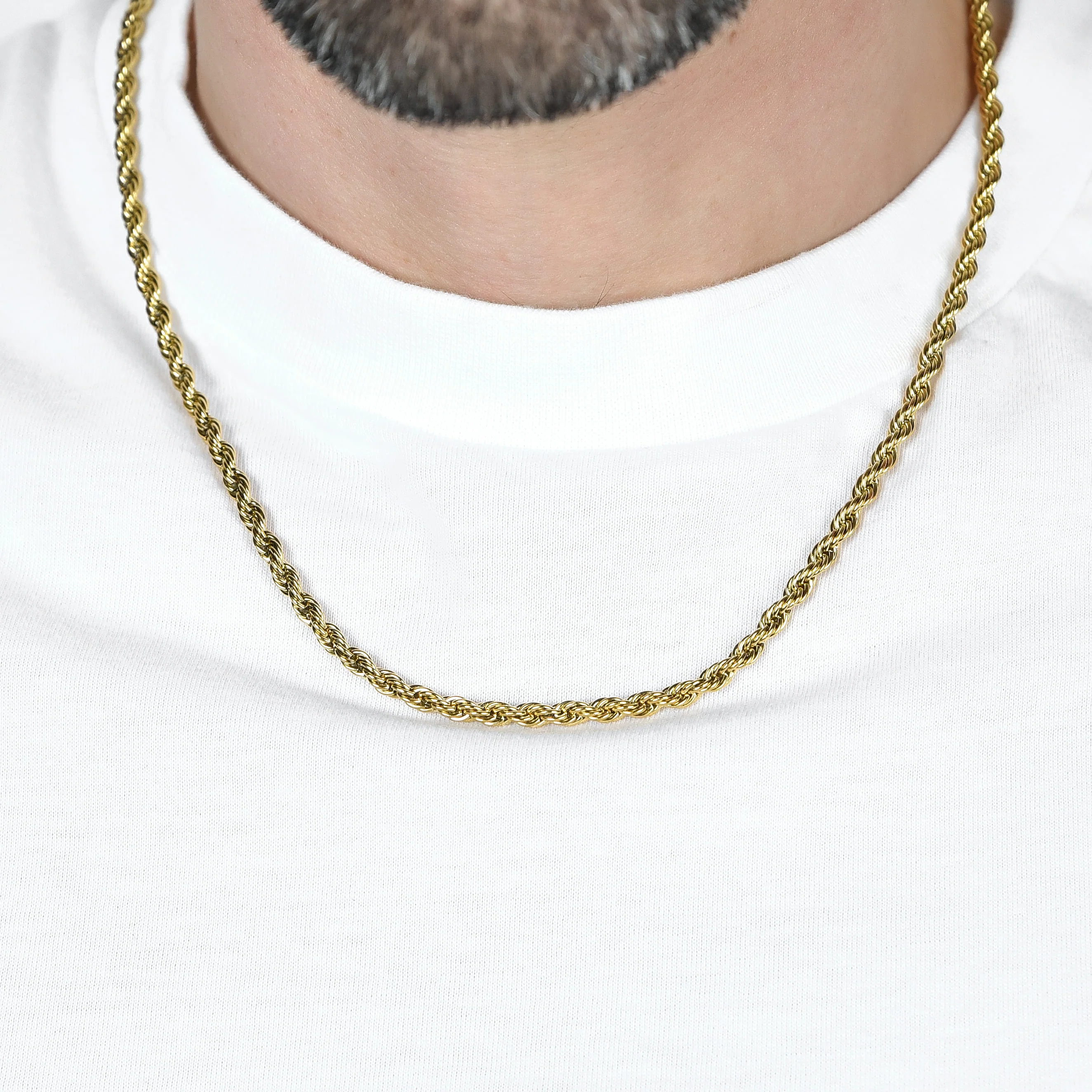 COLLANA UNISEX TORCHON IN ACCIAIO IP GOLD 4MM - Image 8