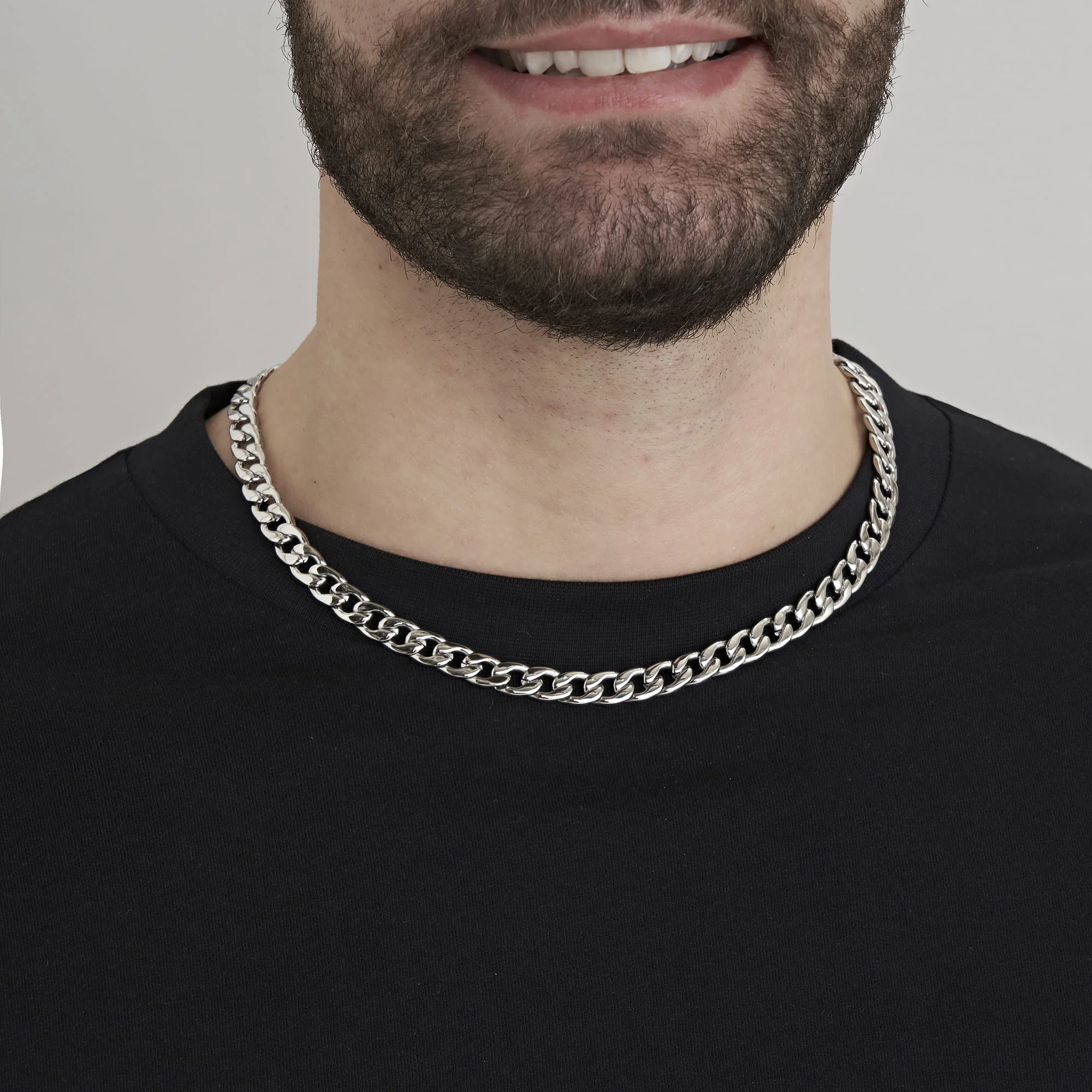 COLLANA UOMO IN ACCIAIO CON MAGLIA GROUMETTE 9 MM - Image 3