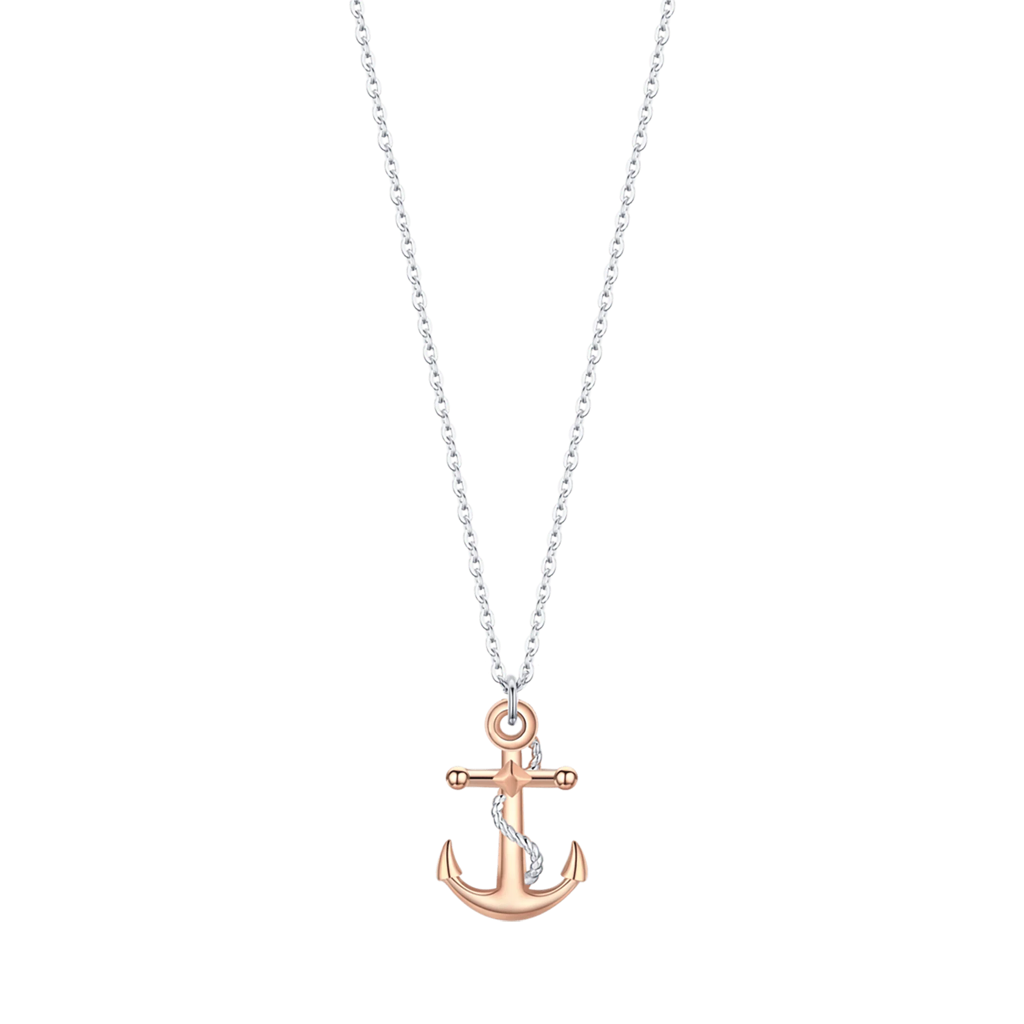 COLLANA UOMO IN ACCIAIO CON ANCORA IP ROSE ED ELEMENTI IN SILVER