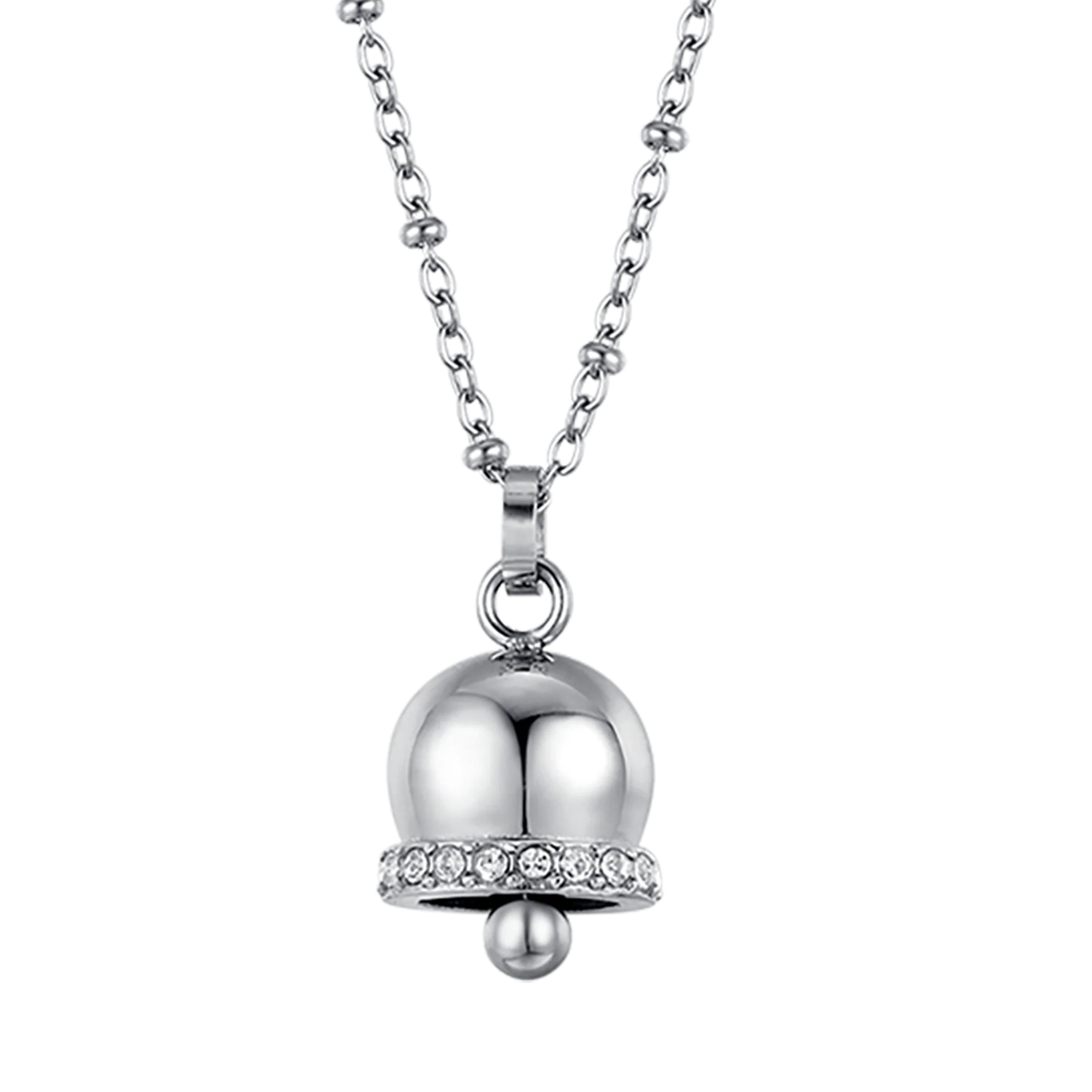 COLLANA DONNA IN ACCIAIO CON CAMPANELLA CON CRISTALLI BIANCHI - Image 4