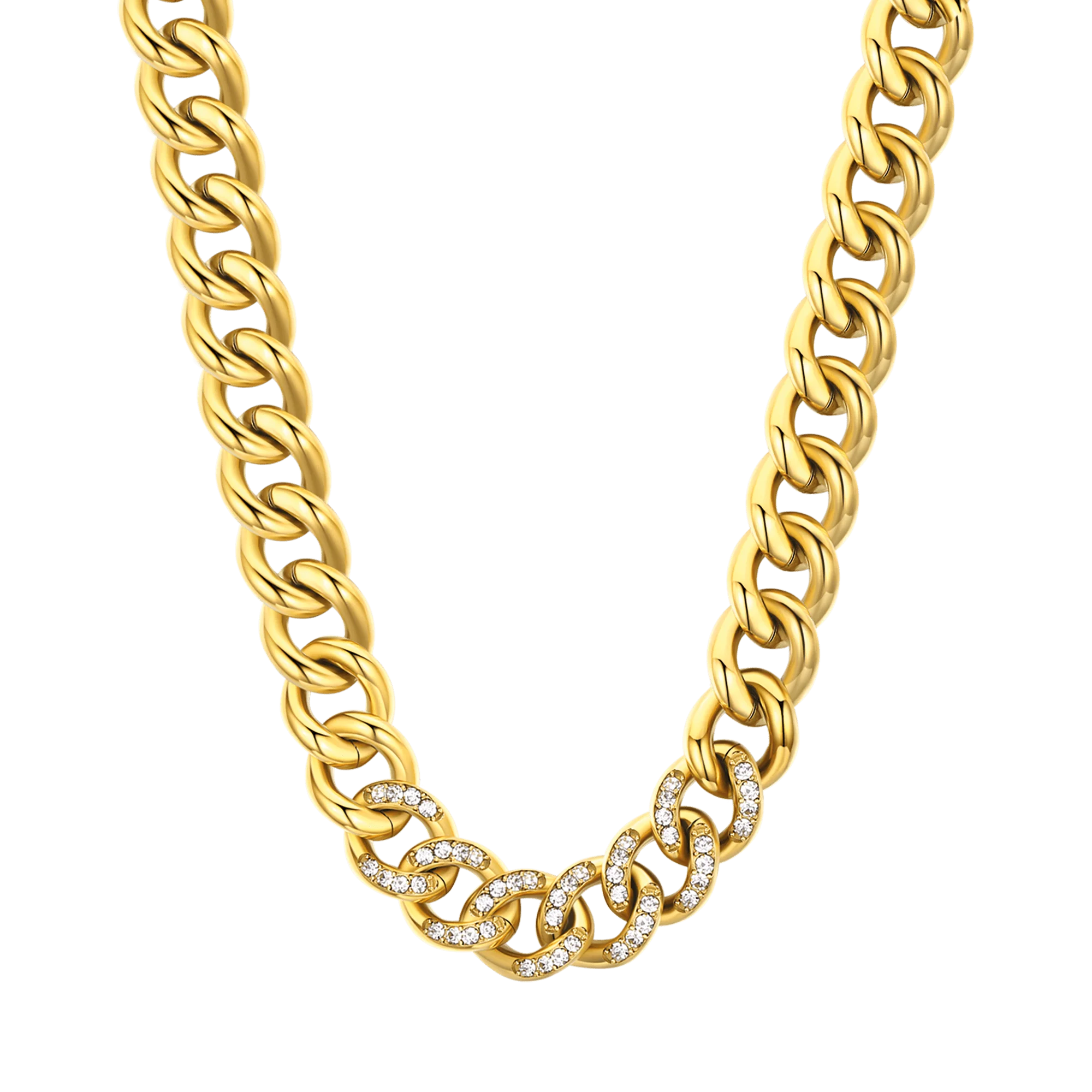 COLLANA DONNA IN ACCIAIO CON MAGLIA CATENA E CRISTALLI BIANCHI - Image 6