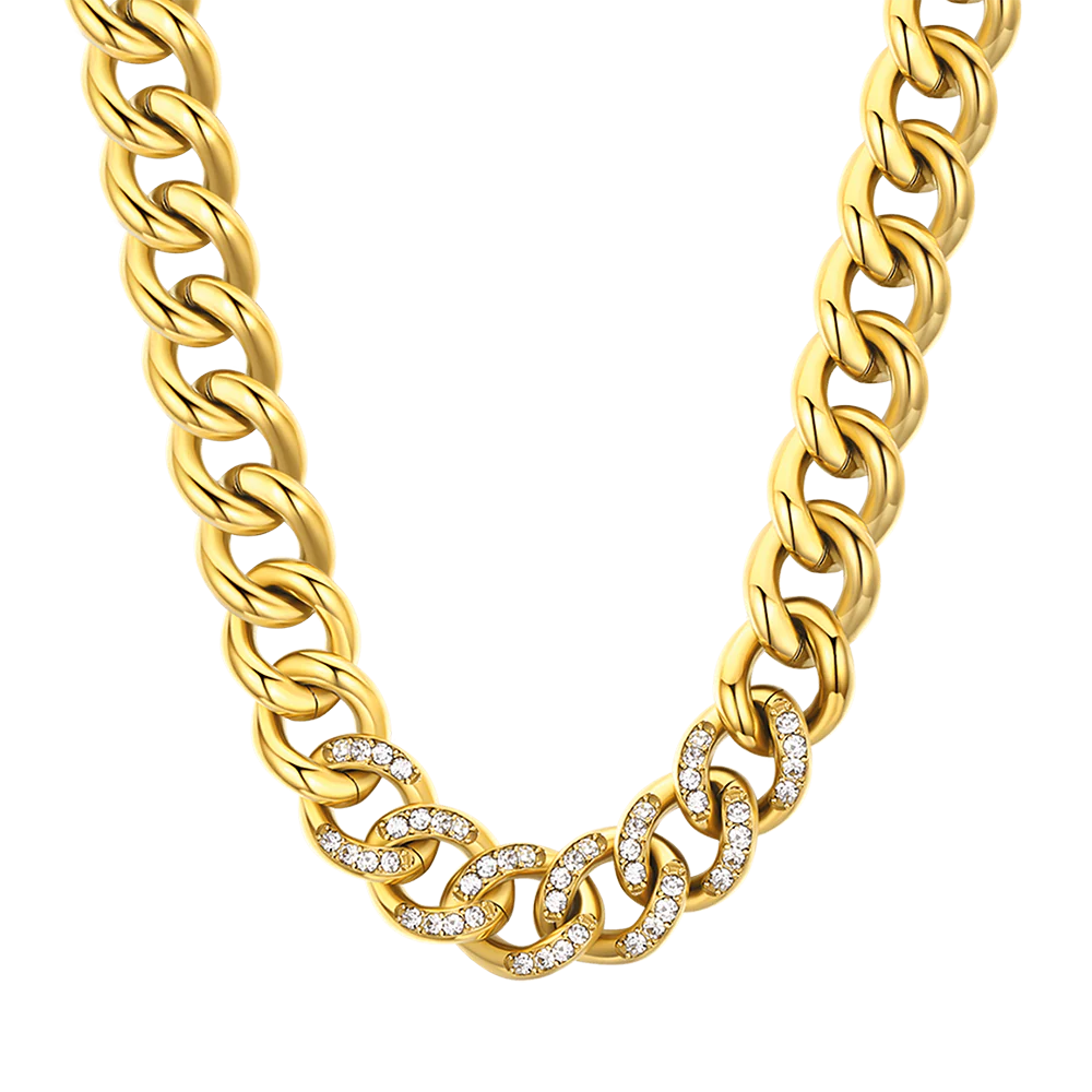 COLLANA DONNA IN ACCIAIO CON MAGLIA CATENA E CRISTALLI BIANCHI - Image 9