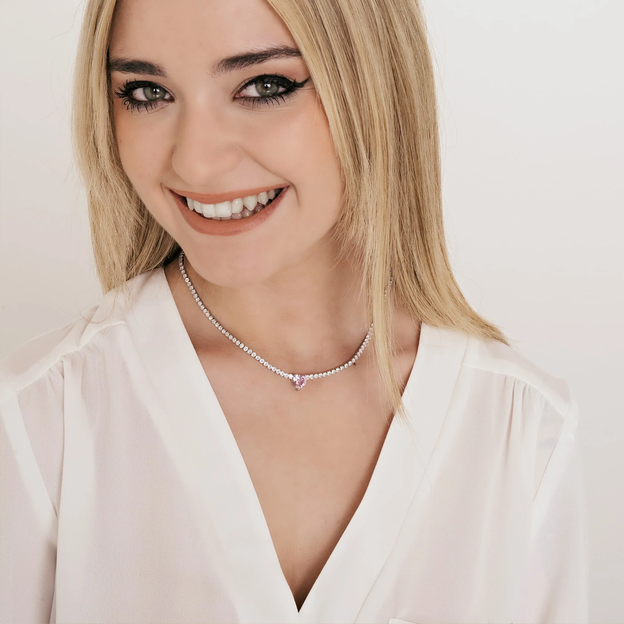 COLLANA DONNA IN ACCIAIO CON CRISTALLI BIANCHI E CUORE CRISTALLO - Image 8