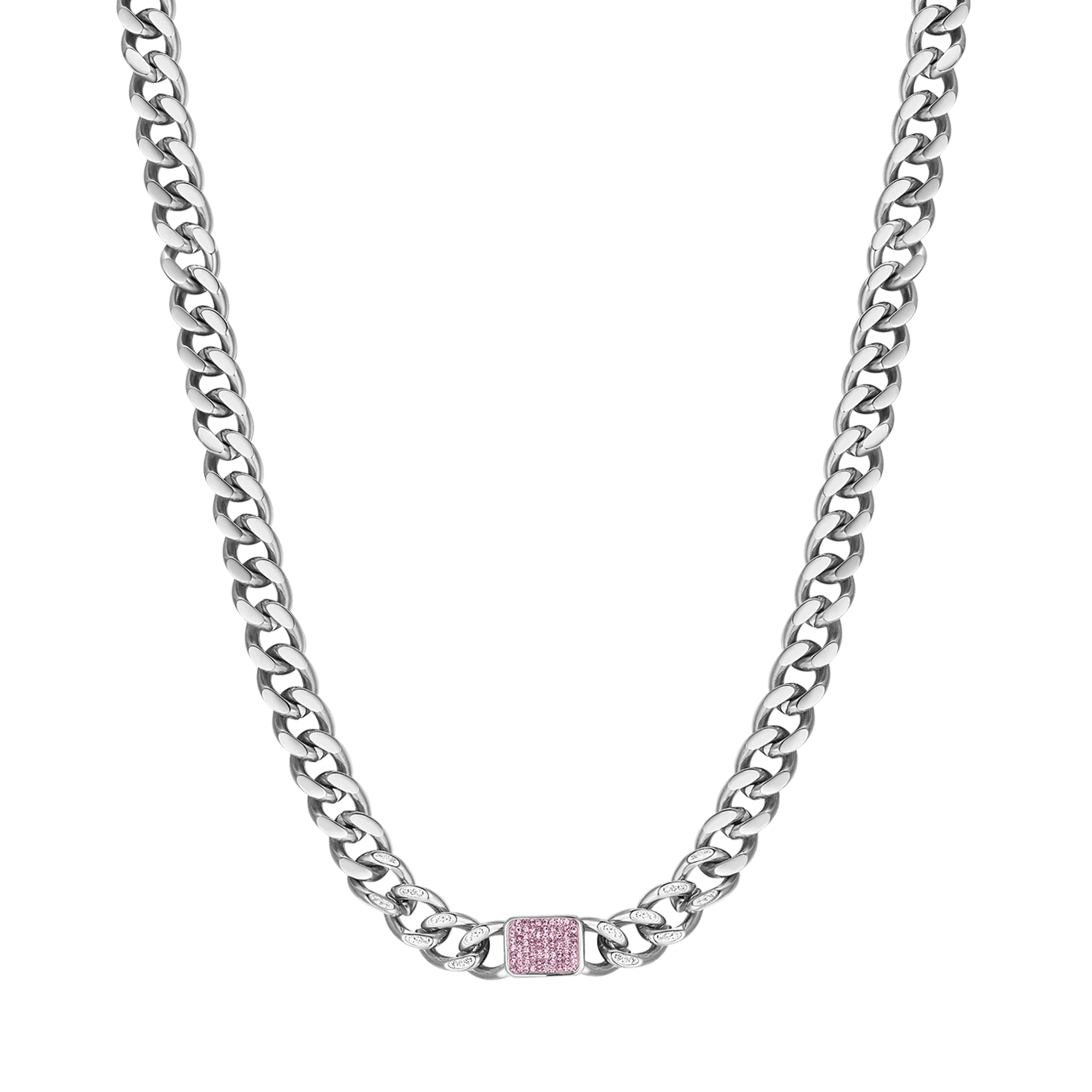 COLLANA DONNA IN ACCIAIO CON CRISTALLI FUCSIA