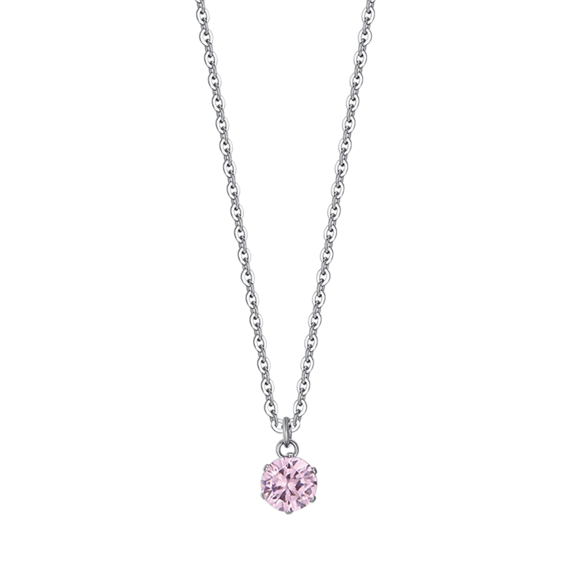 COLLANA DONNA IN ACCIAIO CON CRISTALLO ROSA
