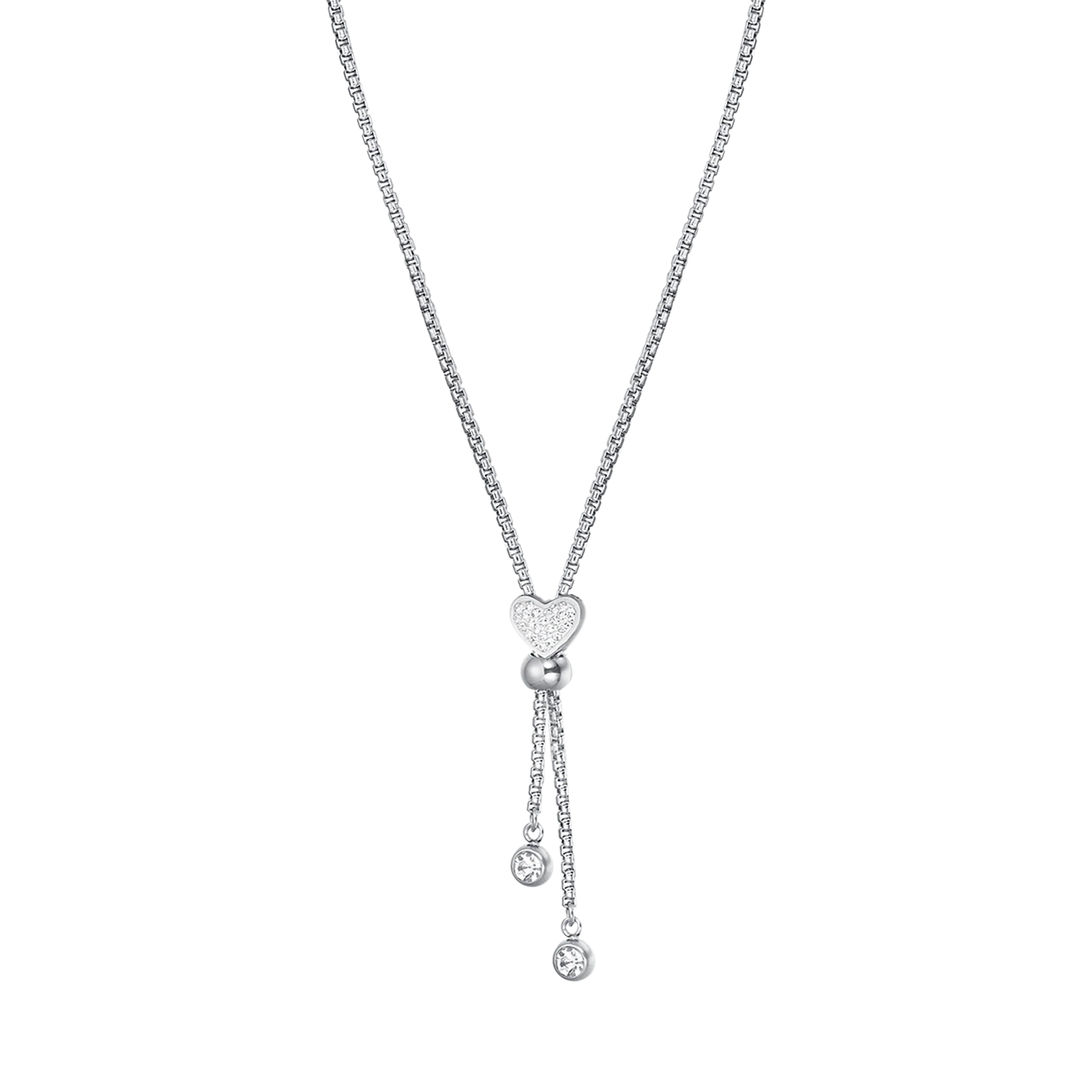 COLLANA IN ACCIAIO CON CUORE CON CRISTALLI BIANCHI