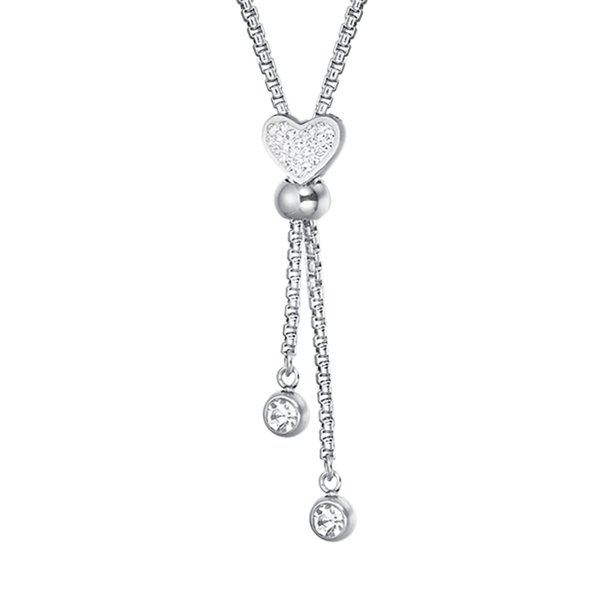 COLLANA IN ACCIAIO CON CUORE CON CRISTALLI BIANCHI - Image 4