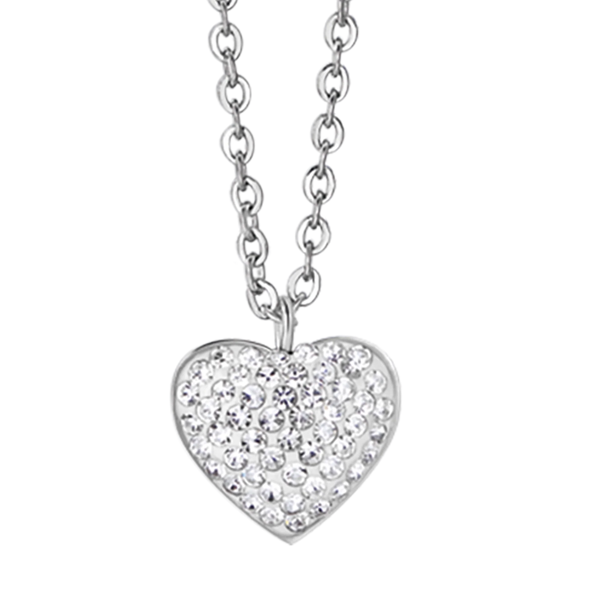 COLLANA DONNA IN ACCIAIO CON CUORE E CRISTALLI BIANCHI - Image 4