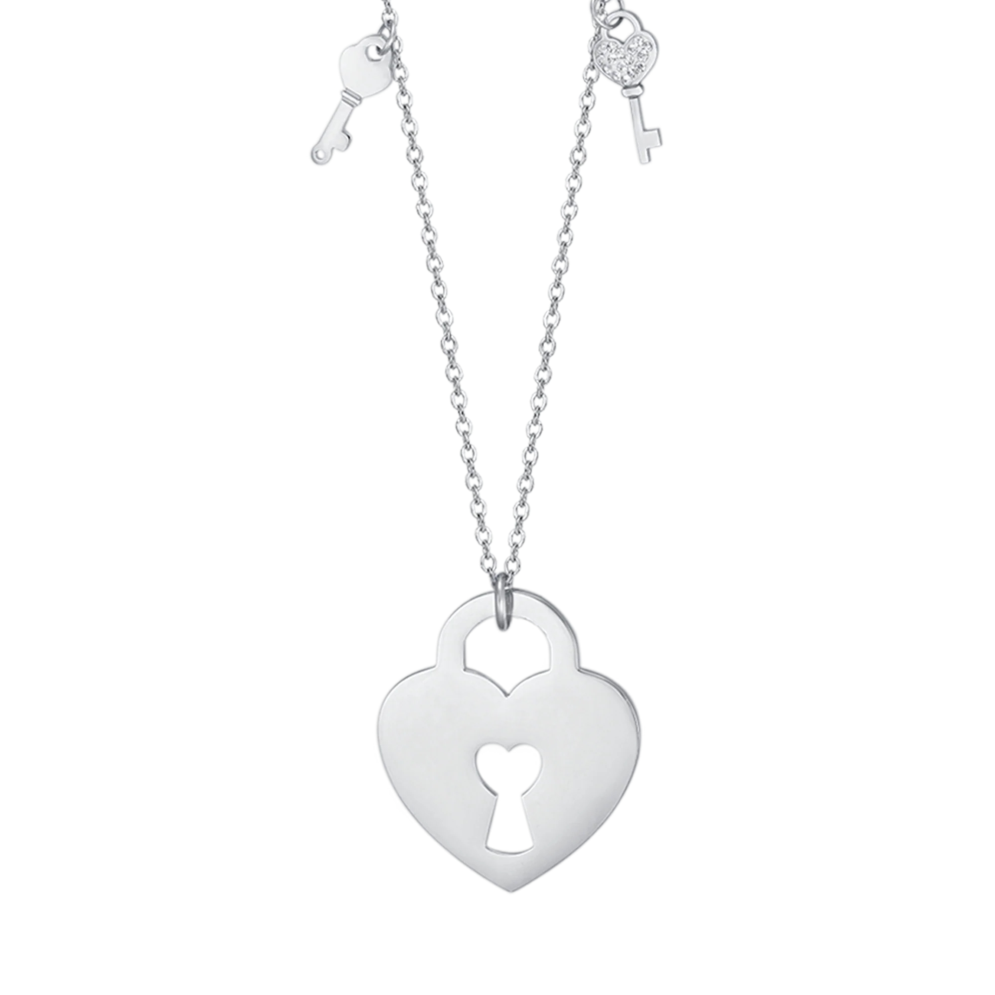COLLANA IN ACCIAIO CON CUORE LUCCHETTO CON CHIAVI - Image 4