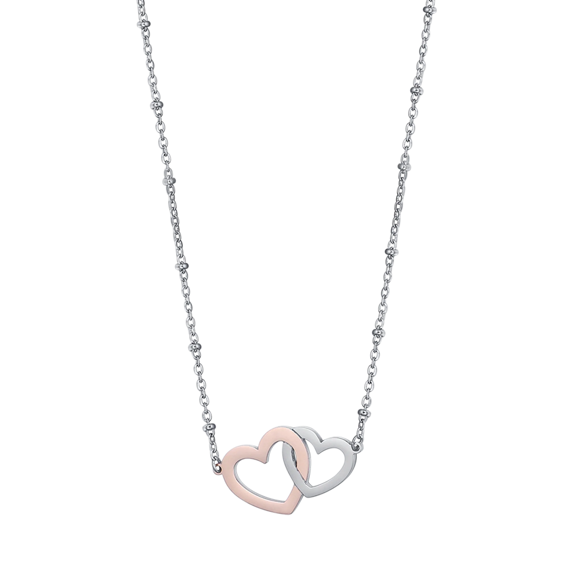 COLLANA IN ACCIAIO CON CUORI IN ACCIAIO E ACCIAIO IP ROSE - Image 4