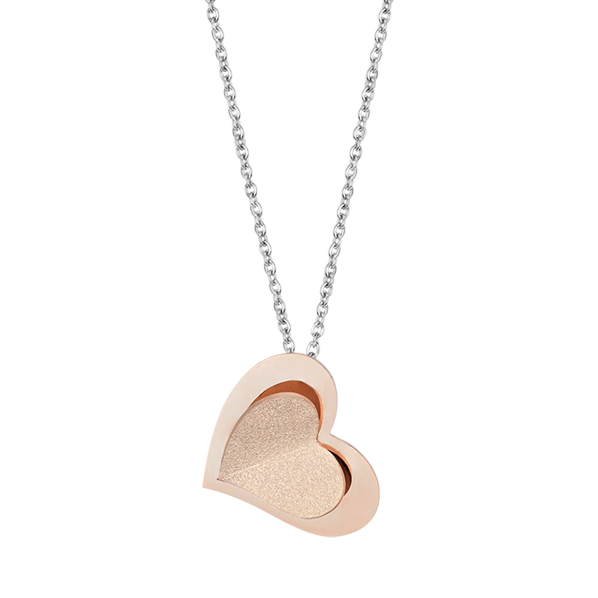 COLLANA IN ACCIAIO CON CUORI IN ACCIAIO IP ROSE CON GLITTER ROSE - Image 2