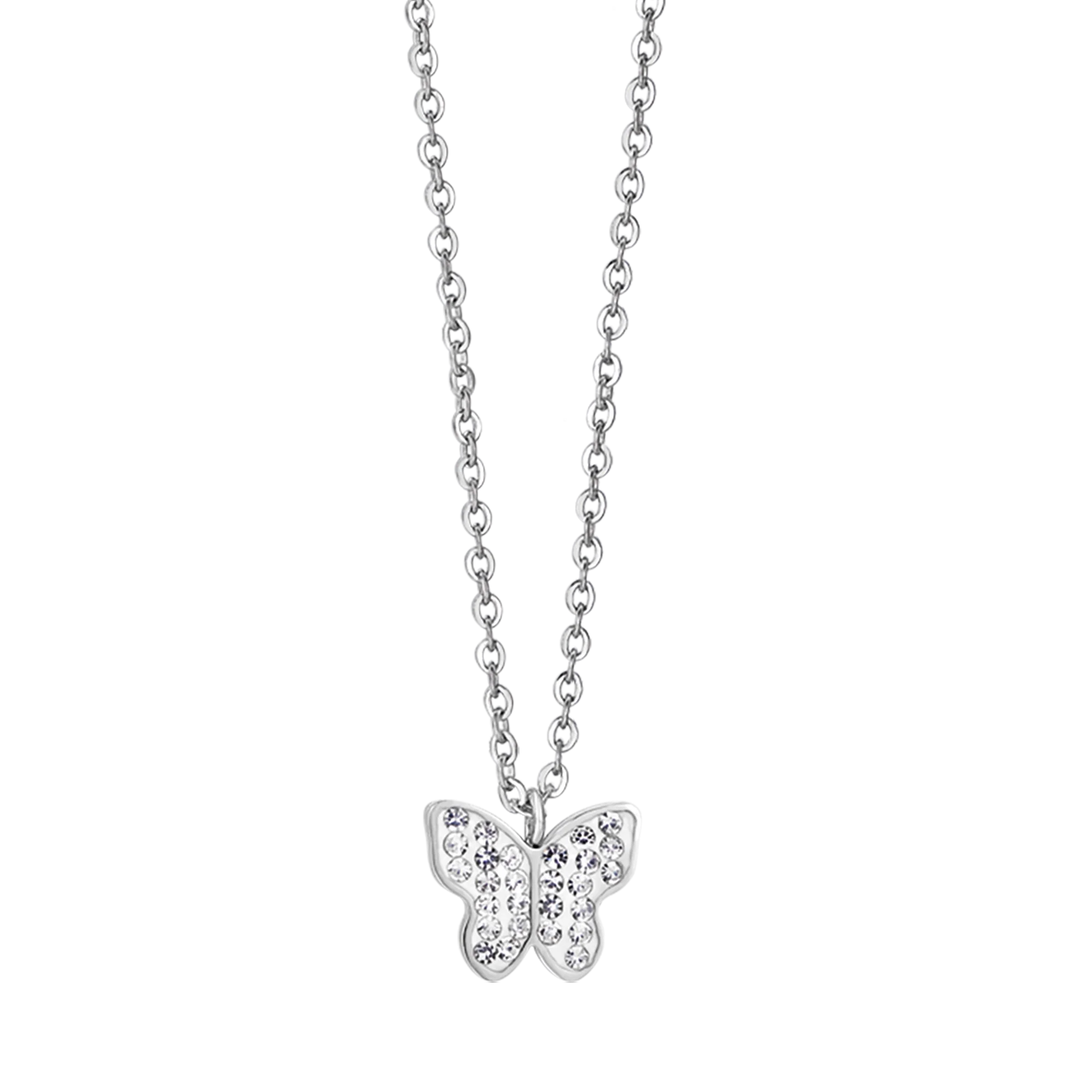 COLLANA DONNA IN ACCIAIO CON FARFALLA E CRISTALLI BIANCHI - Image 4