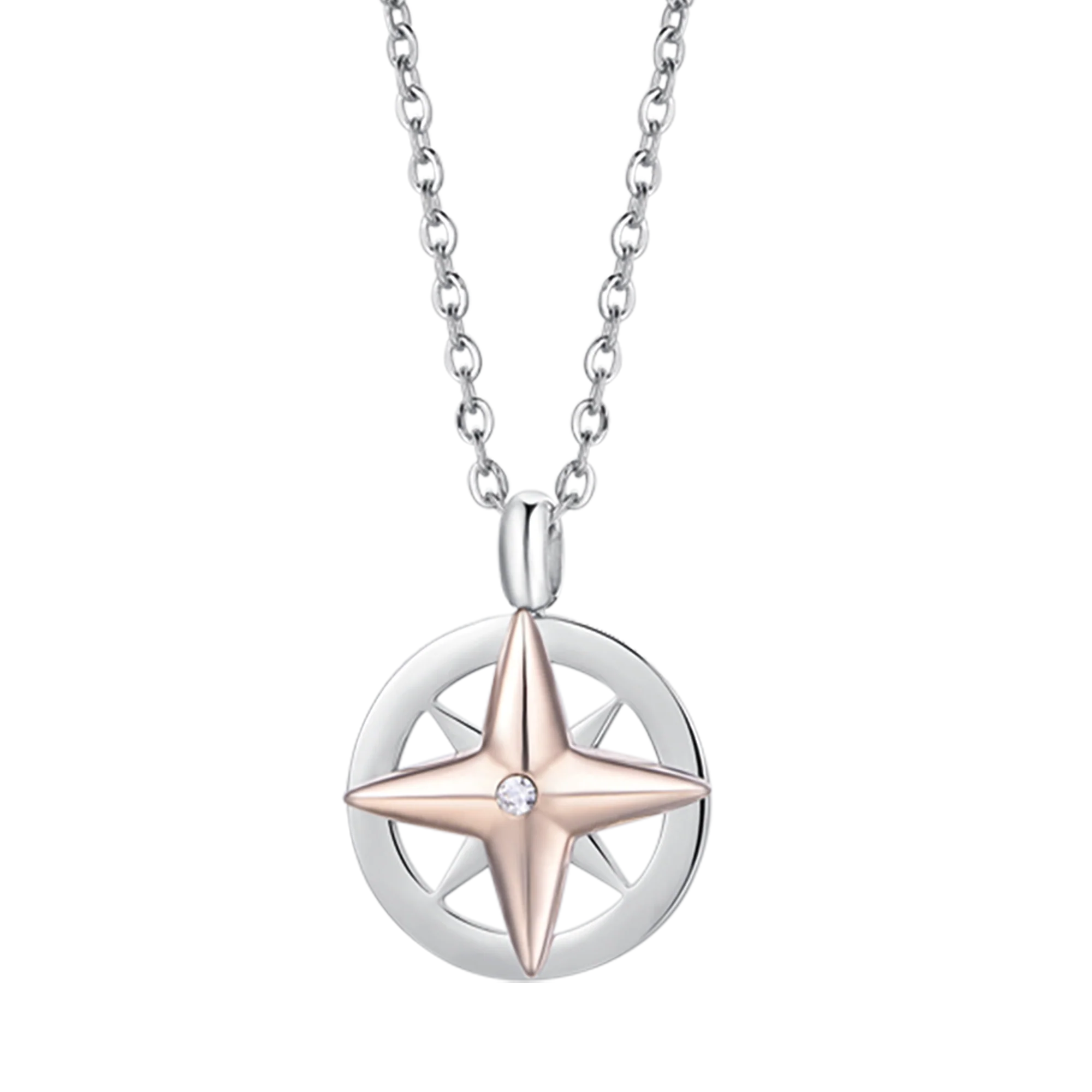 COLLANA UOMO IN ACCIAIO CON ROSA DEI VENTI IP ROSE - Image 4