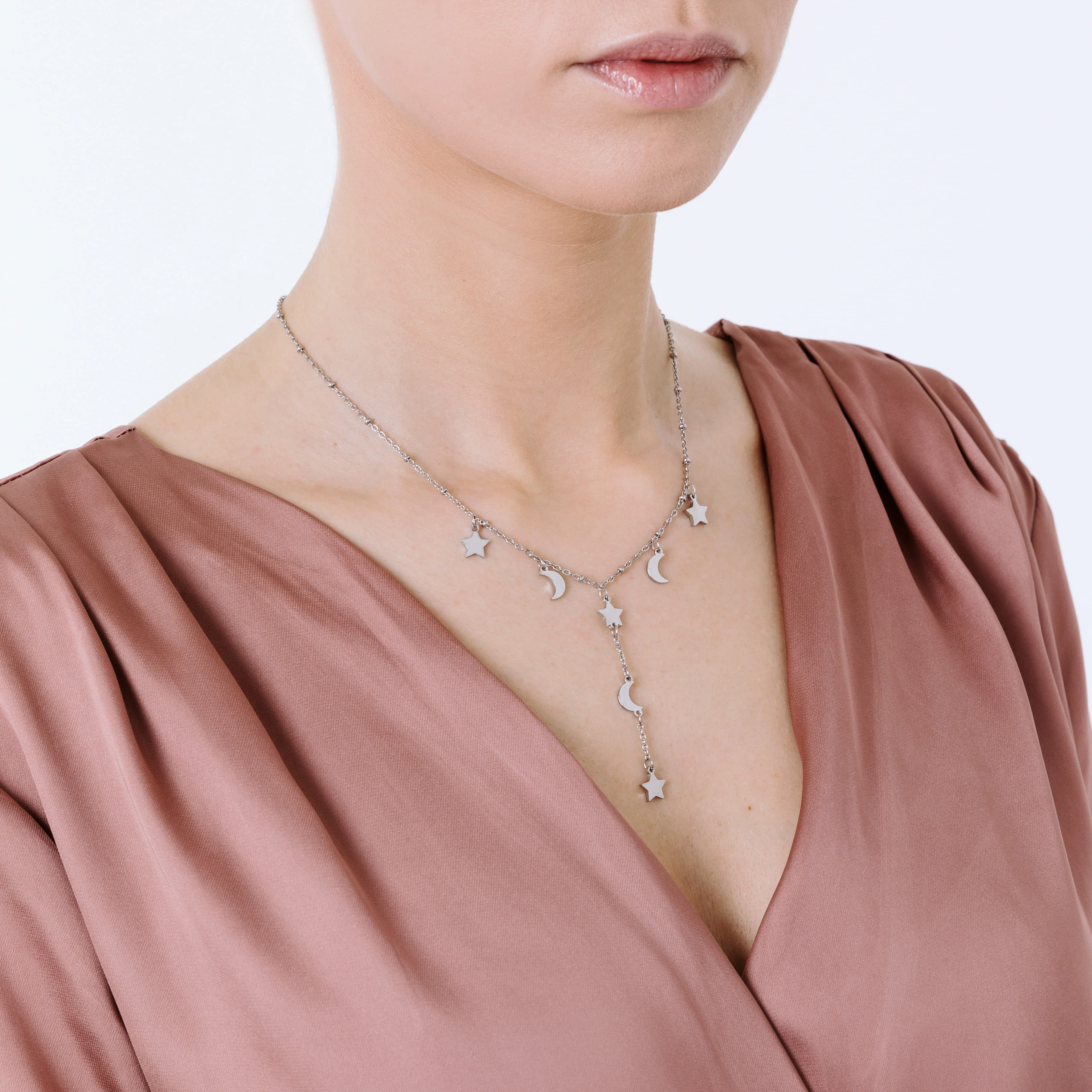 COLLANA IN ACCIAIO CON STELLE E LUNE - Image 3
