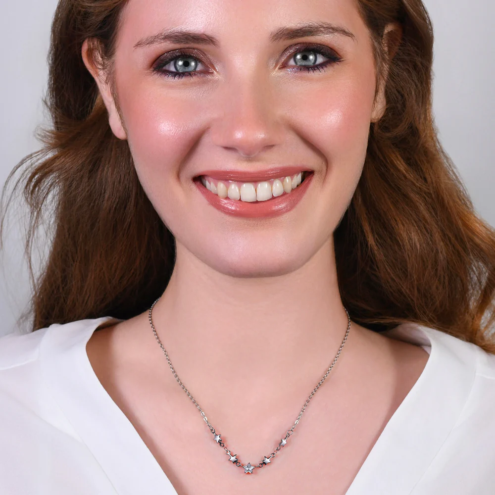 COLLANA IN ACCIAIO CON STELLE E ZIRCONI BIANCHI - Image 3