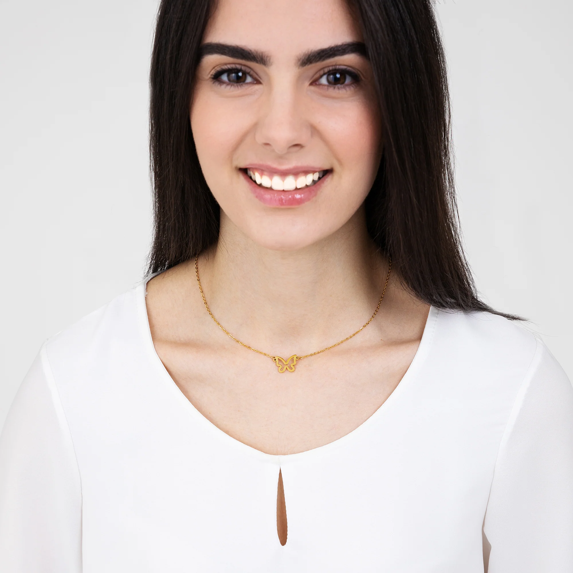 COLLANA DONNA IN ACCIAIO IP GOLD CON FARFALLA GOLD - Image 3