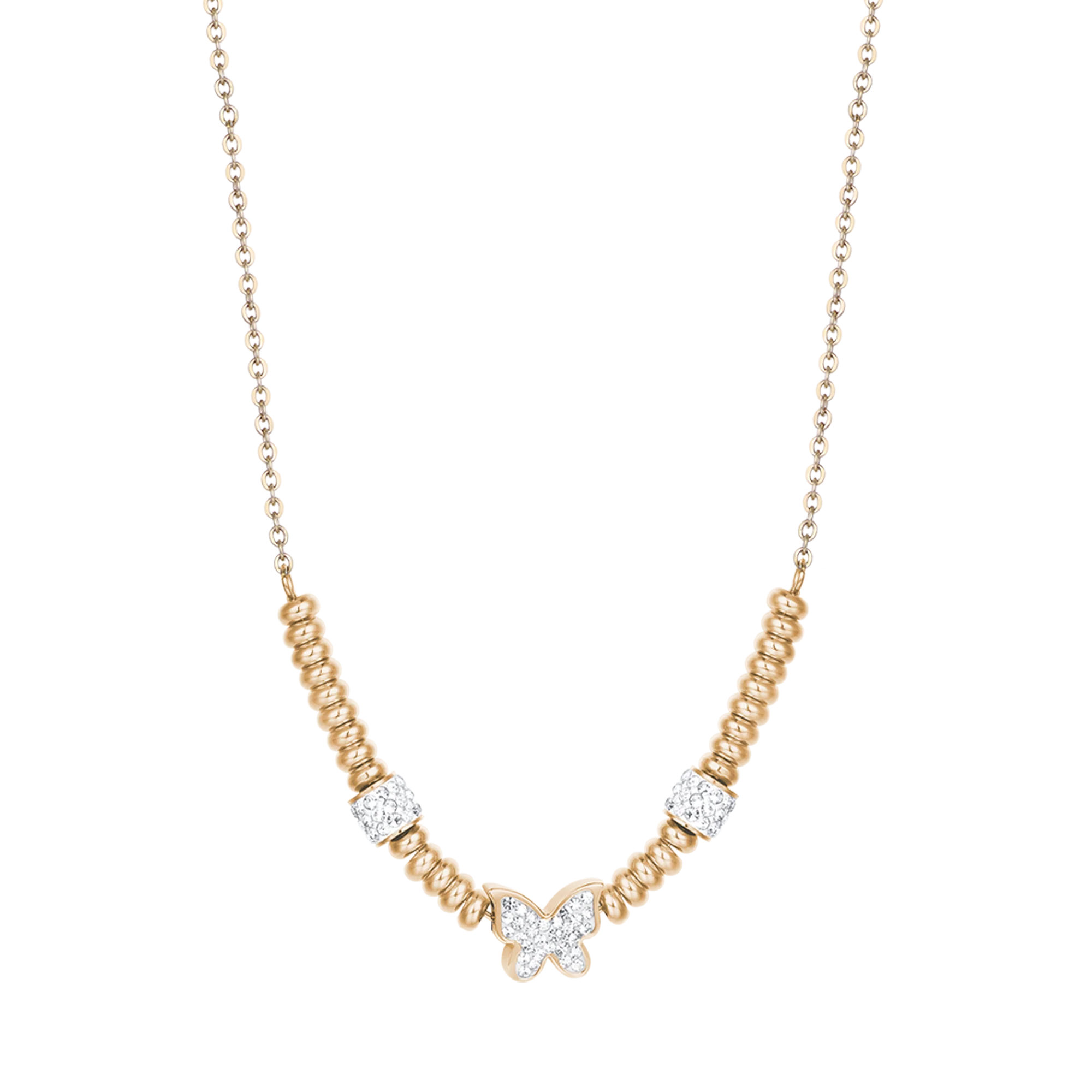 COLLANA IN ACCIAIO IP GOLD CON FARFALLA CON CRISTALLI BIANCHI - Image 4