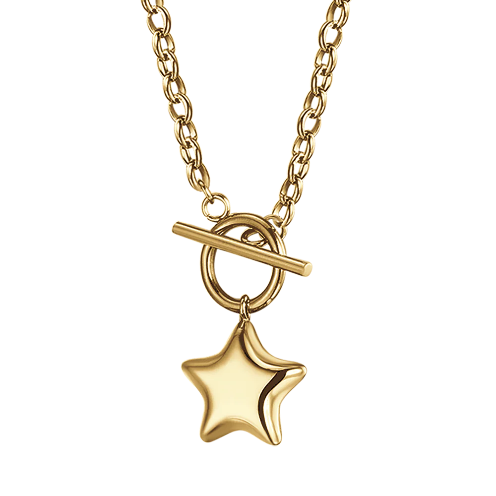COLLANA DONNA IN ACCIAIO IP GOLD CON STELLA E CUORE - Image 4