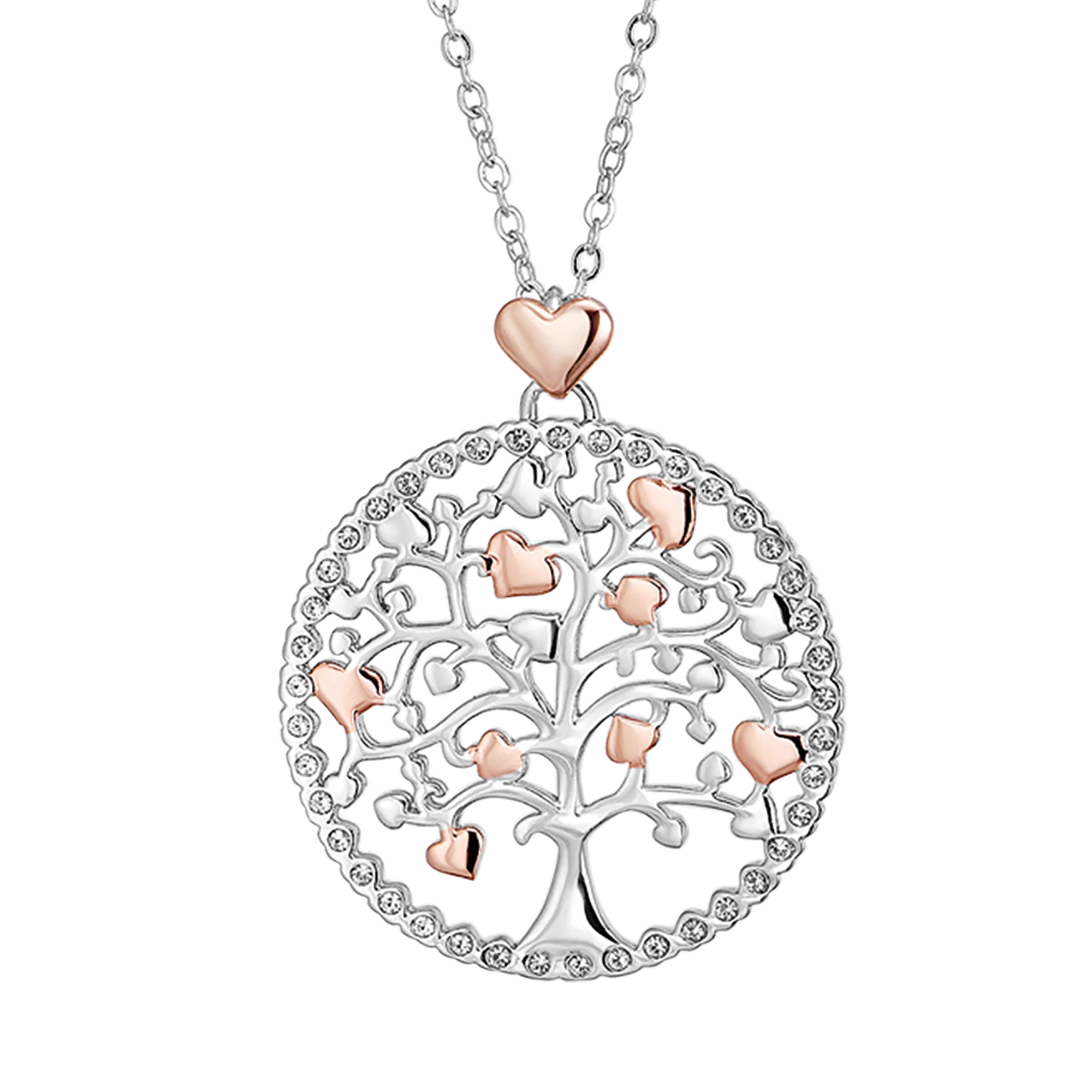 COLLANA DONNA LUNGA IN ACCIAIO ALBERO DELLA VITA CON ELEMENTI IN ROSE' - Image 4
