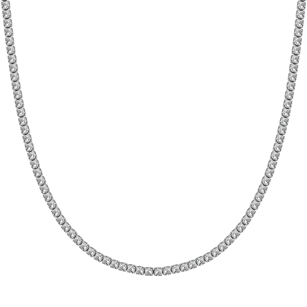 COLLANA TENNIS DONNA IN ACCIAIO CON CRISTALLI BIANCHI DA 4 MM - Image 4