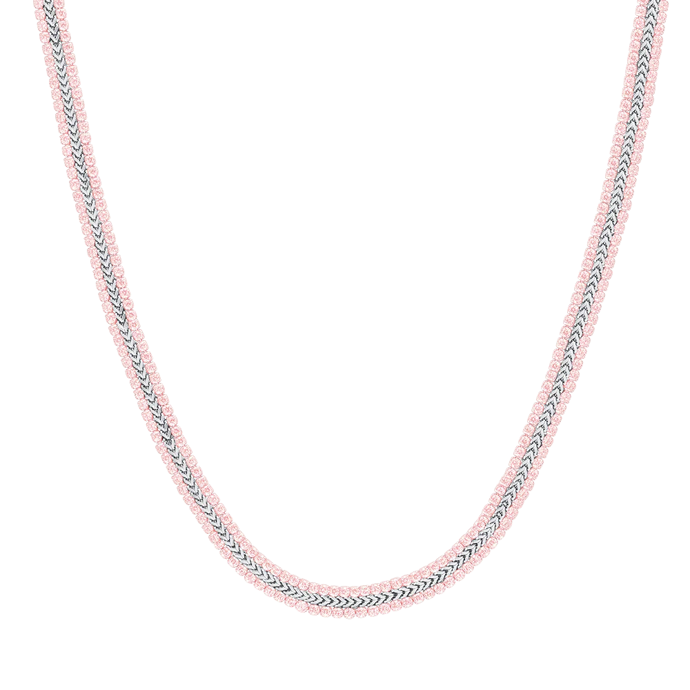 COLLANA TENNIS DONNA IN ACCIAIO CON CRISTALLI ROSA