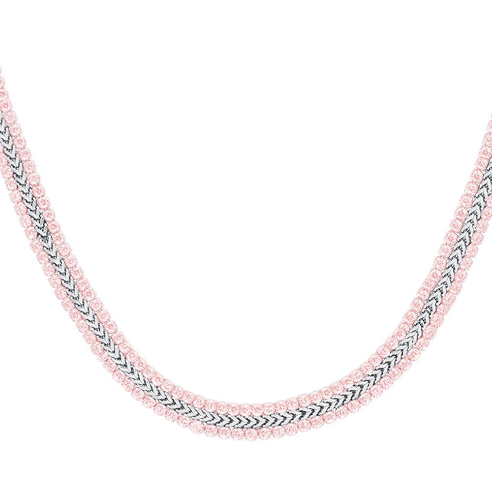 COLLANA TENNIS DONNA IN ACCIAIO CON CRISTALLI ROSA - Image 4