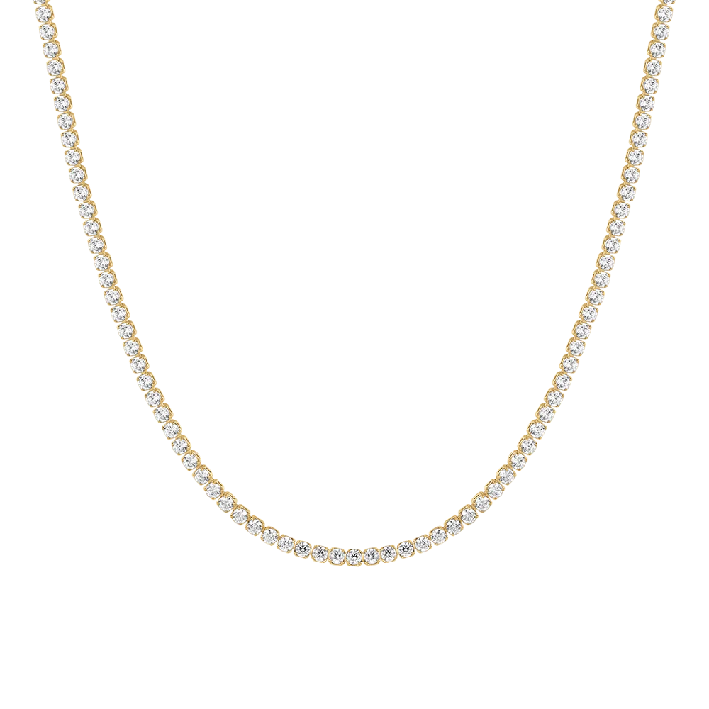 COLLANA TENNIS DONNA IN ACCIAIO CON ZIRCONI BIANCHI COLORE ORO