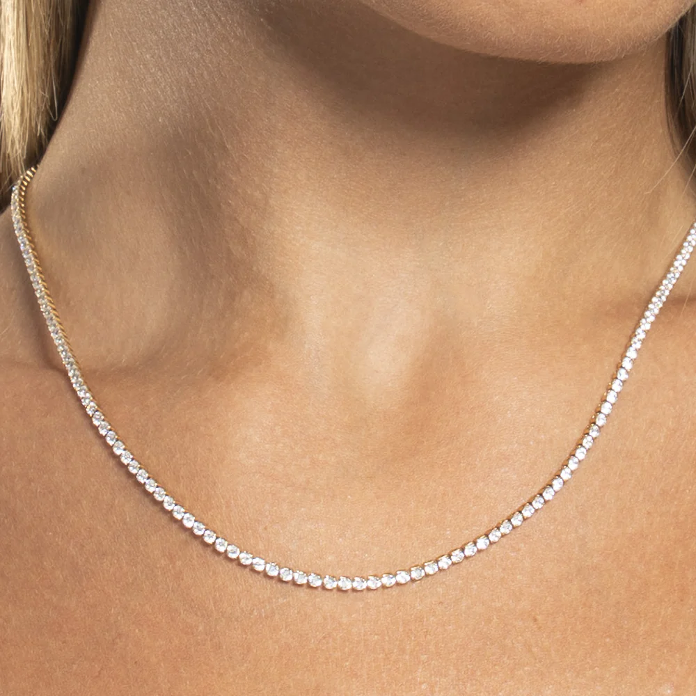 COLLANA TENNIS DONNA IN ACCIAIO CON ZIRCONI BIANCHI COLORE ORO - Image 2