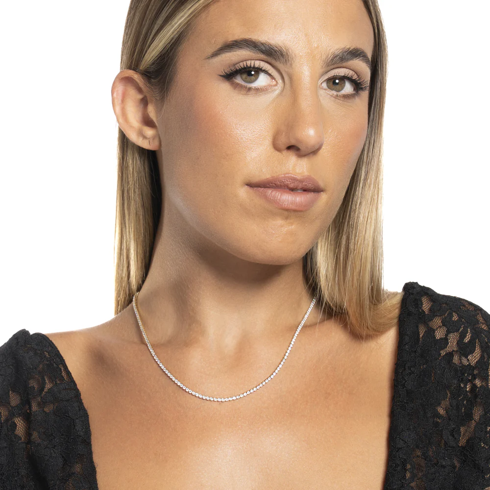 COLLANA TENNIS DONNA IN ACCIAIO CON ZIRCONI BIANCHI COLORE ORO - Image 3