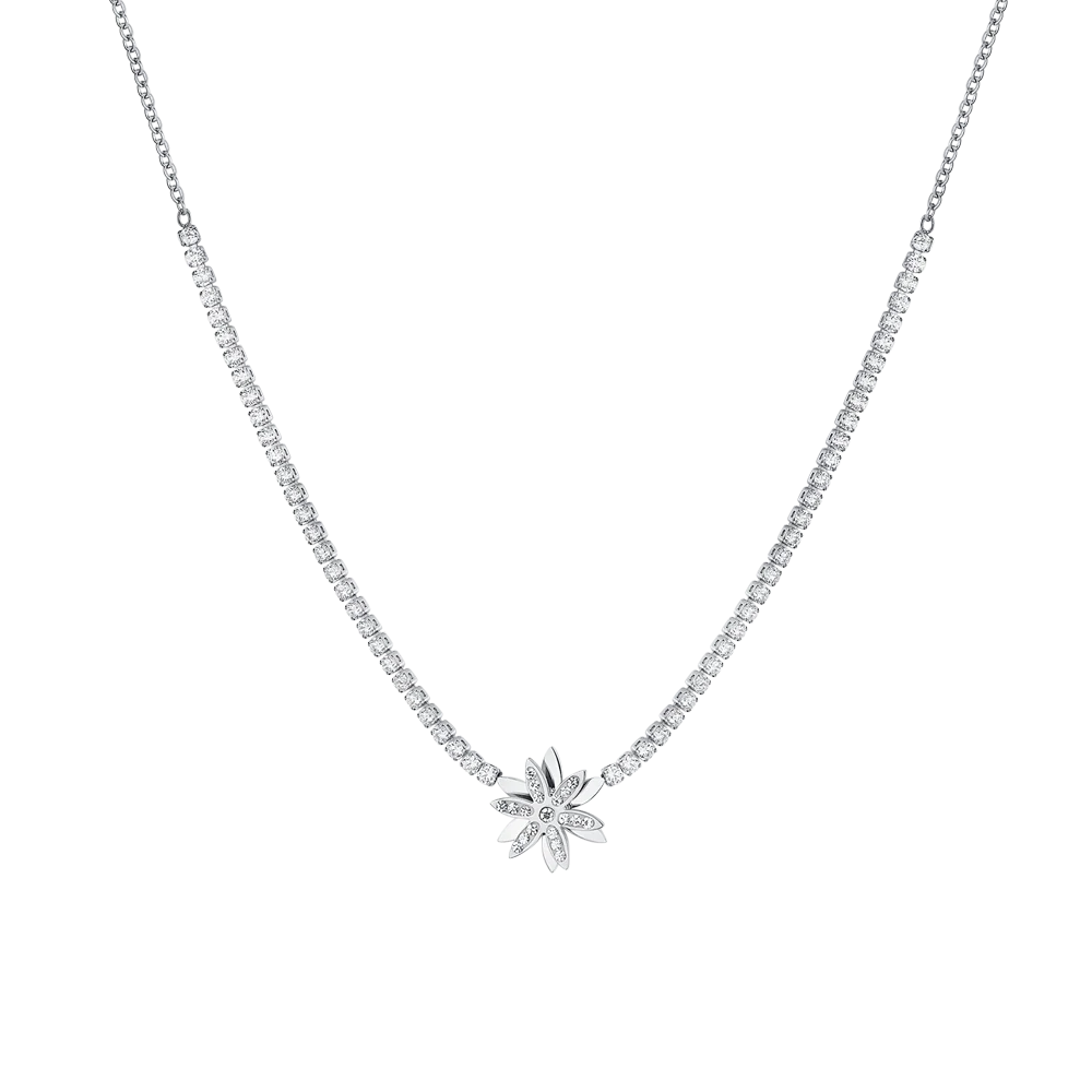 COLLANA TENNIS DONNA IN ACCIAIO FIORE GIREVOLE