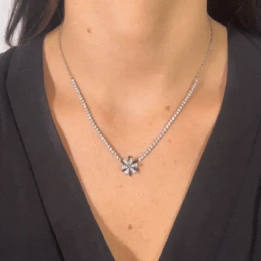 COLLANA TENNIS DONNA IN ACCIAIO FIORE GIREVOLE - Image 2