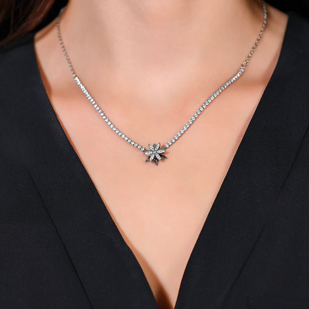 COLLANA TENNIS DONNA IN ACCIAIO FIORE GIREVOLE - Image 3