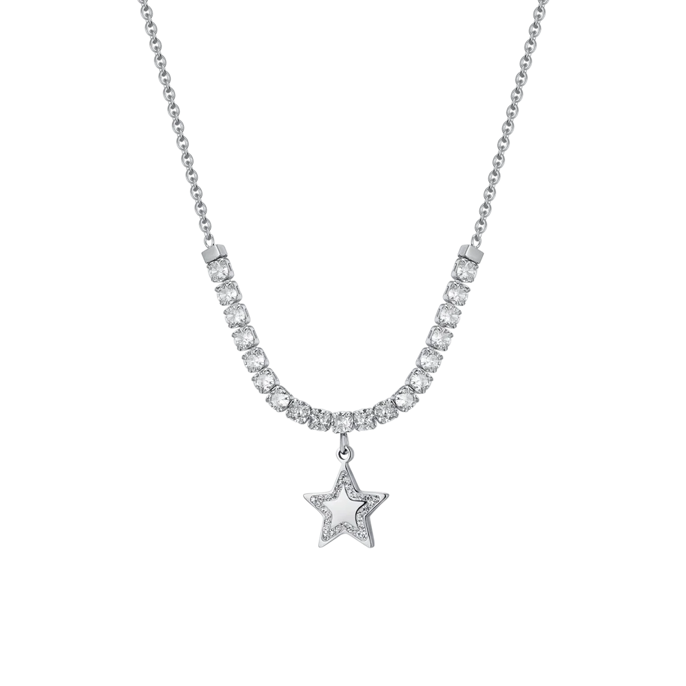COLLANA TENNIS DONNA IN ACCIAIO STELLA E ZIRCONI