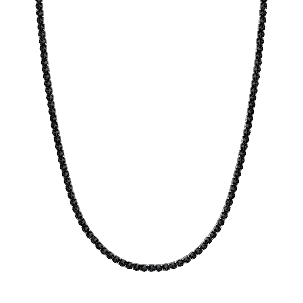 COLLANA TENNIS UOMO IN ACCIAIO CON CRISTALLI NERI