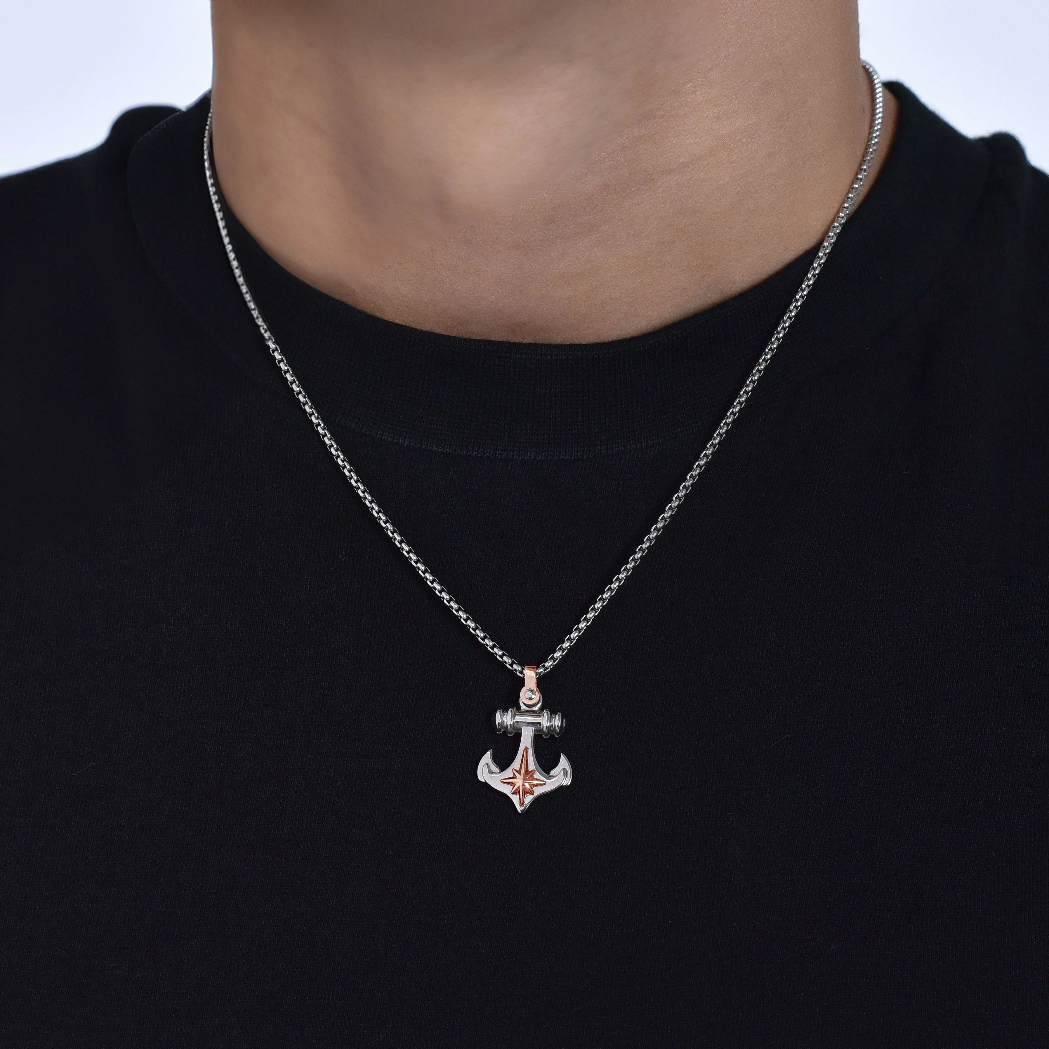 COLLANA UOMO IN ACCIAIO ANCORA E ROSA DEI VENTI - Image 2