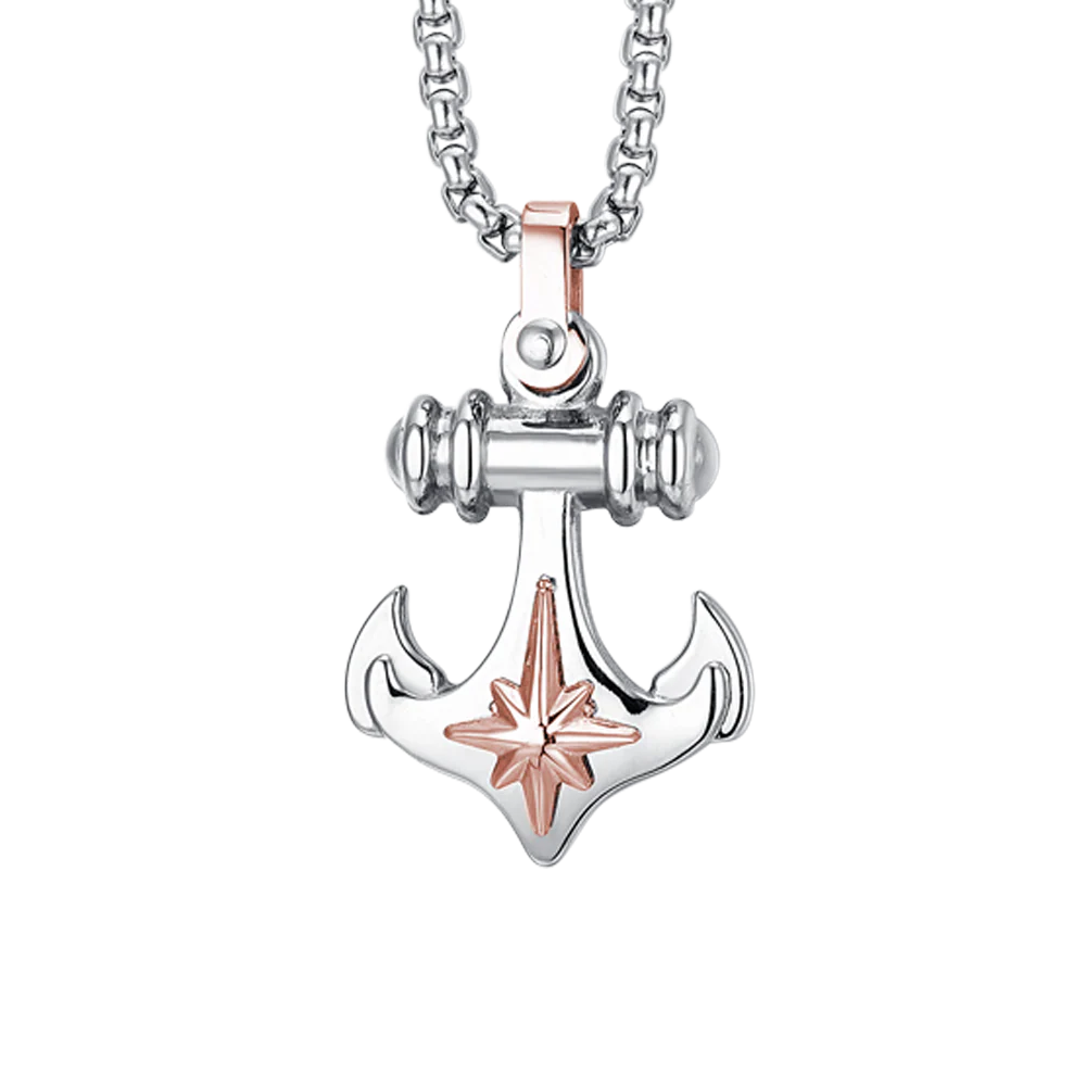 COLLANA UOMO IN ACCIAIO ANCORA E ROSA DEI VENTI - Image 4