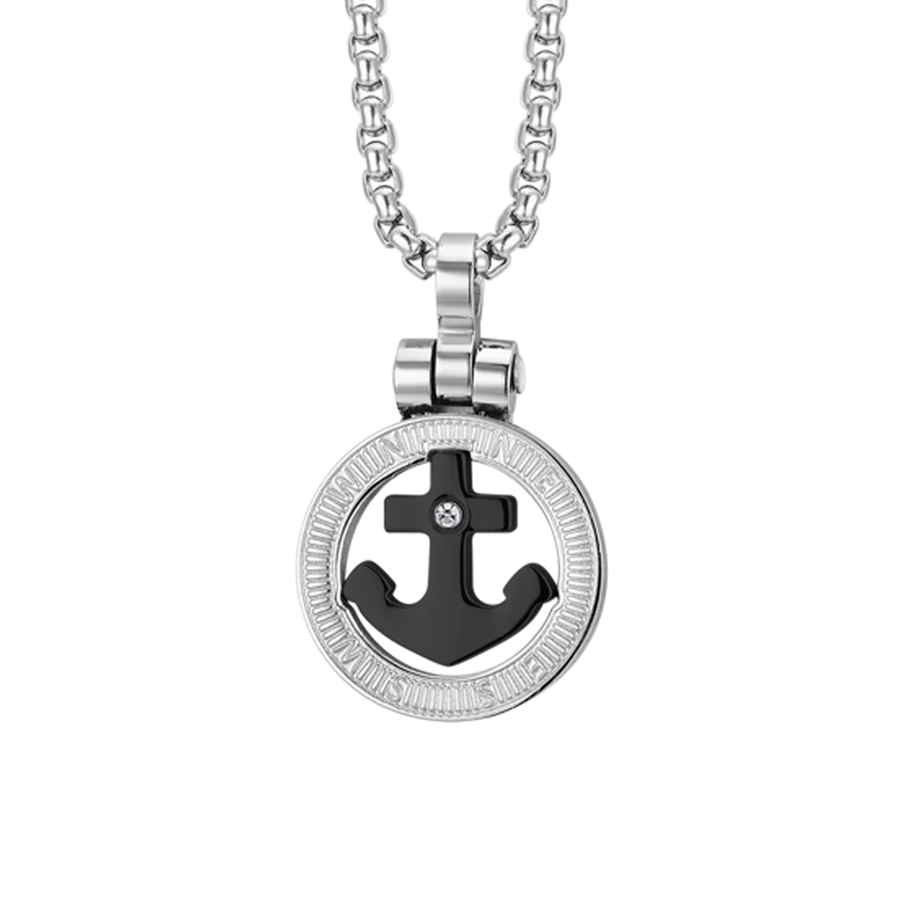 COLLANA UOMO IN ACCIAIO ANCORA IP NERO - Image 4