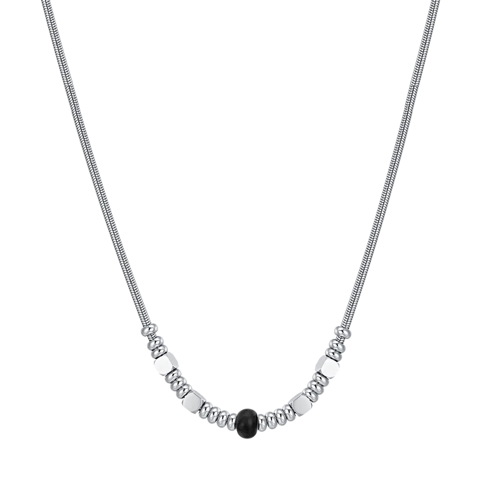 COLLANA UOMO IN ACCIAIO CON AGATA NERA