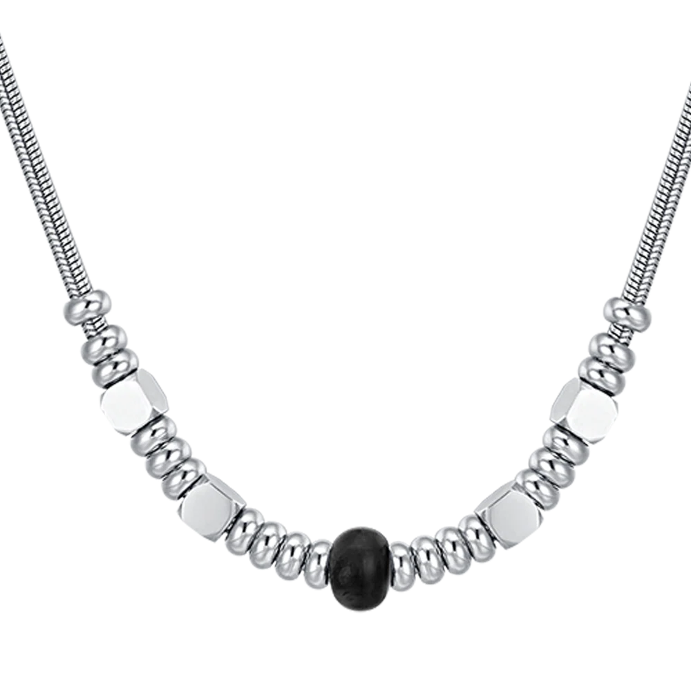 COLLANA UOMO IN ACCIAIO CON AGATA NERA - Image 4