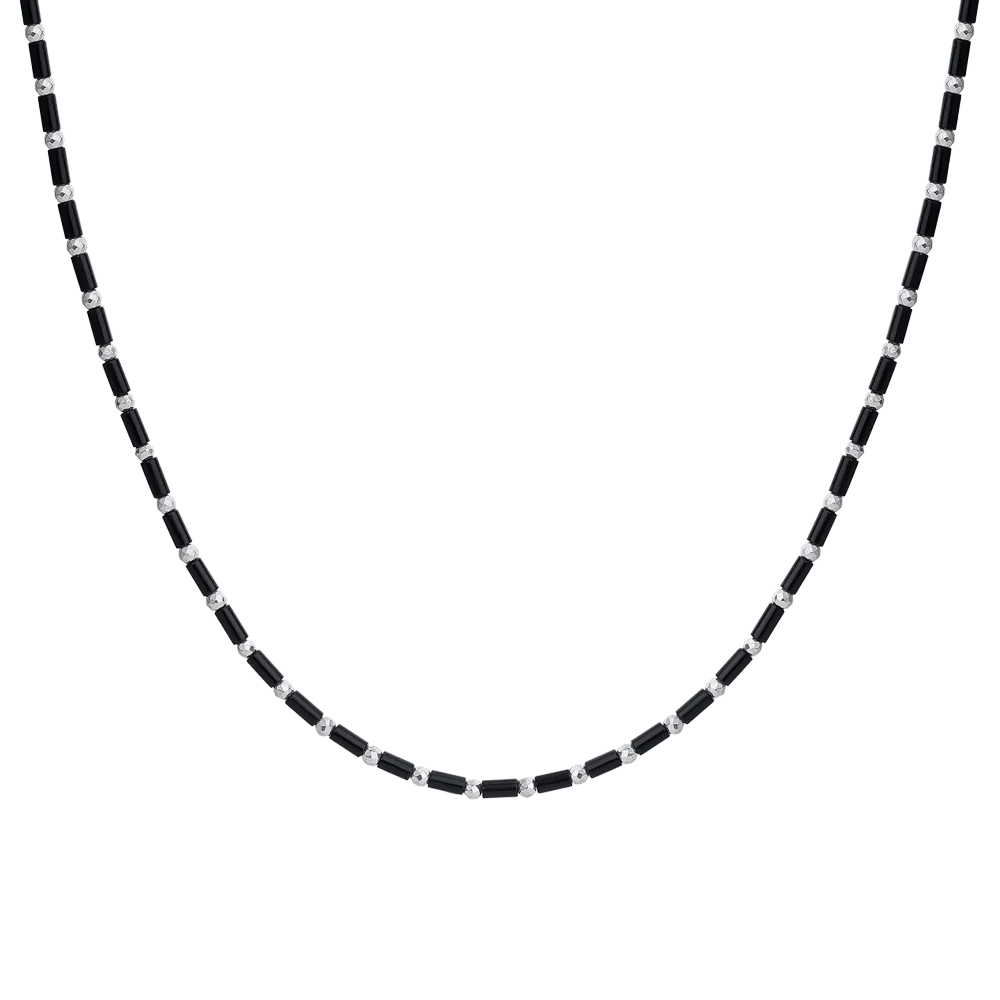 COLLANA UOMO IN ACCIAIO CON AGATA NERA ED EMATITE