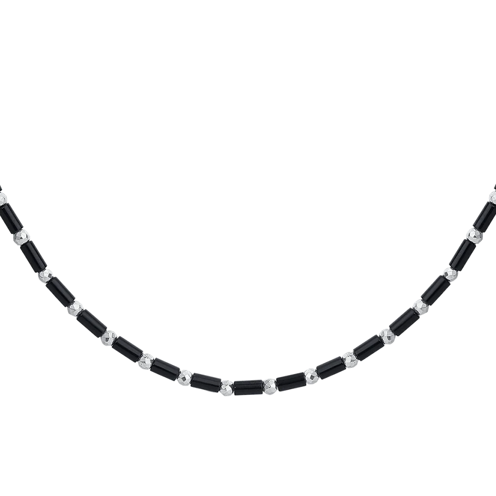 COLLANA UOMO IN ACCIAIO CON AGATA NERA ED EMATITE - Image 5