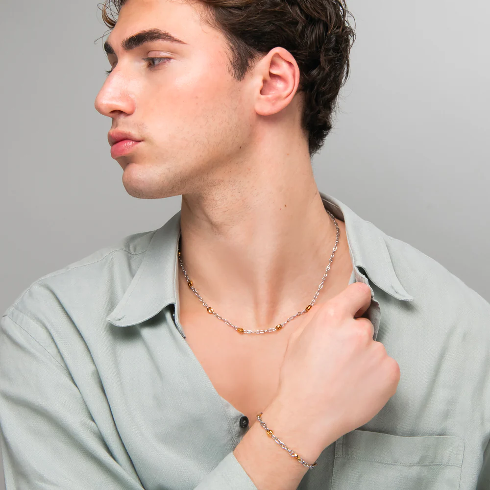 COLLANA UOMO IN ACCIAIO CON ELEMENTI IN ACCIAIO IP GOLD - Image 4