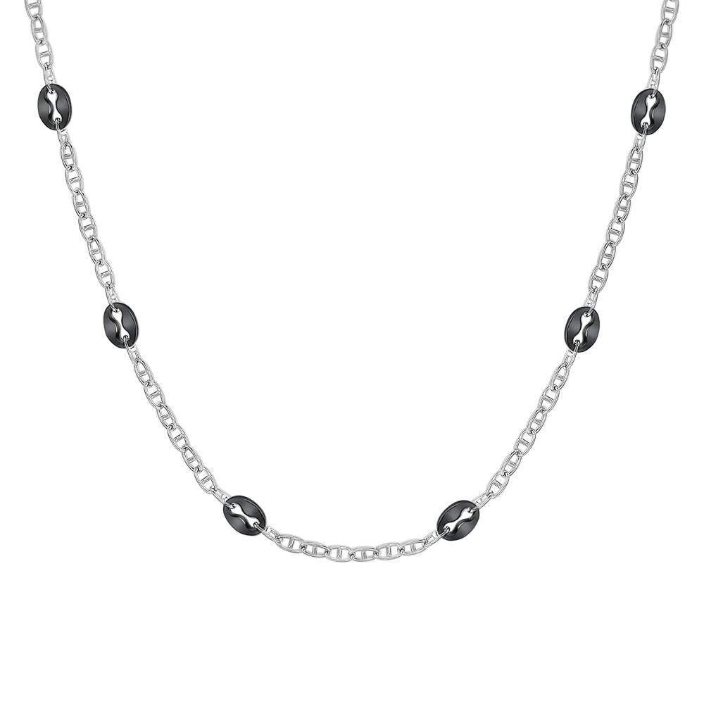 COLLANA UOMO IN ACCIAIO CON ELEMENTI IN ACCIAIO IP NERO