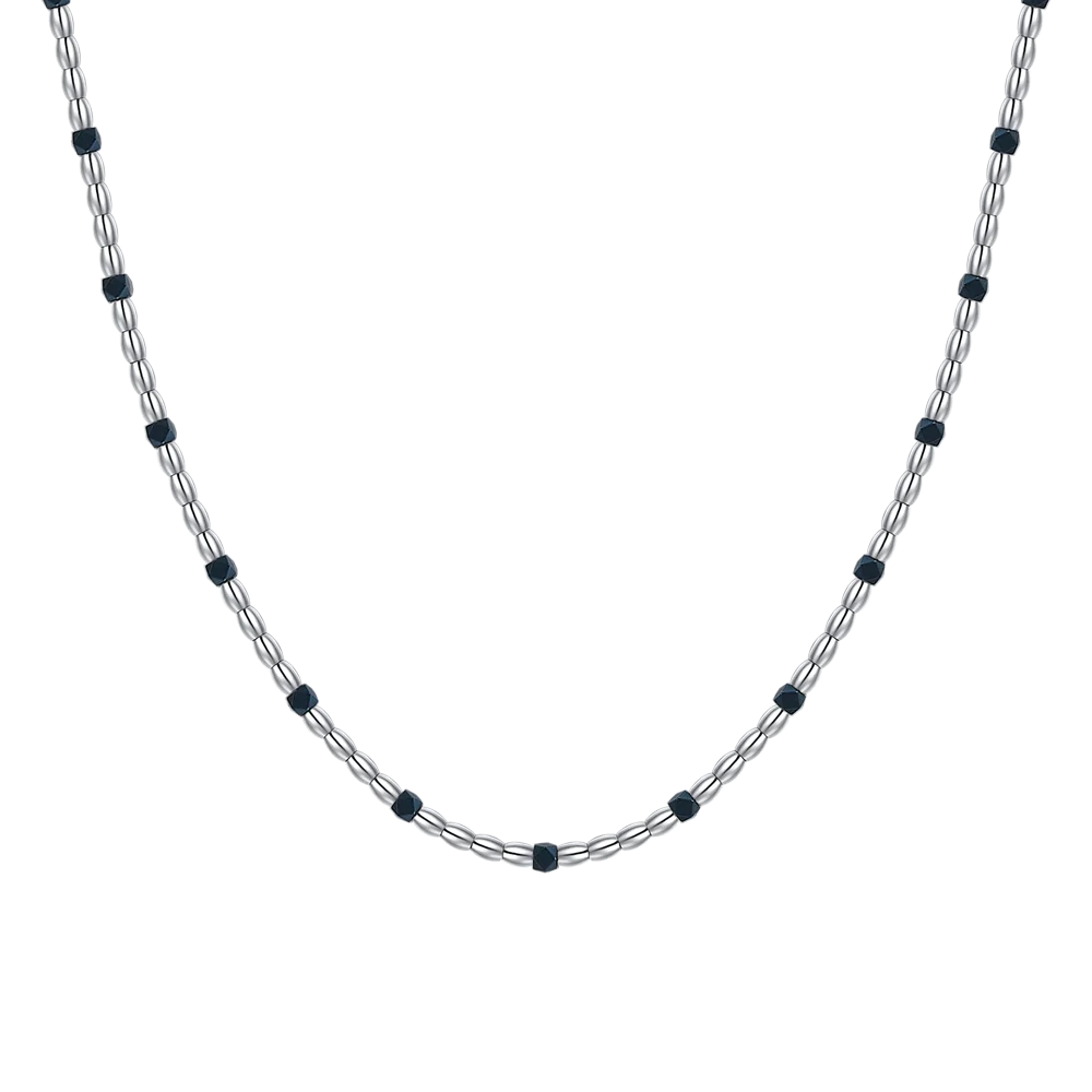COLLANA UOMO IN ACCIAIO CON ELEMENTI IN EMATITE BLU
