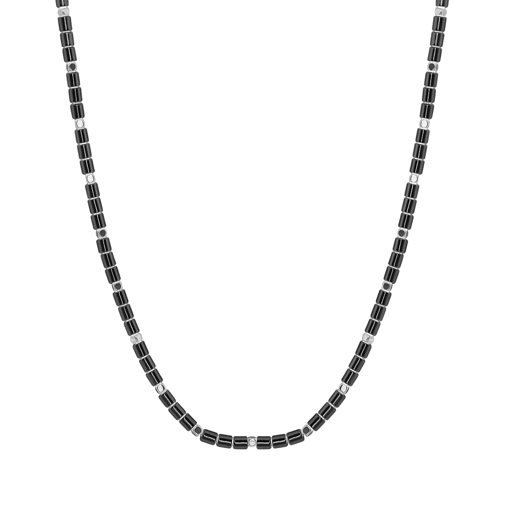COLLANA UOMO IN ACCIAIO CON EMATITE IP GUN E SILVER